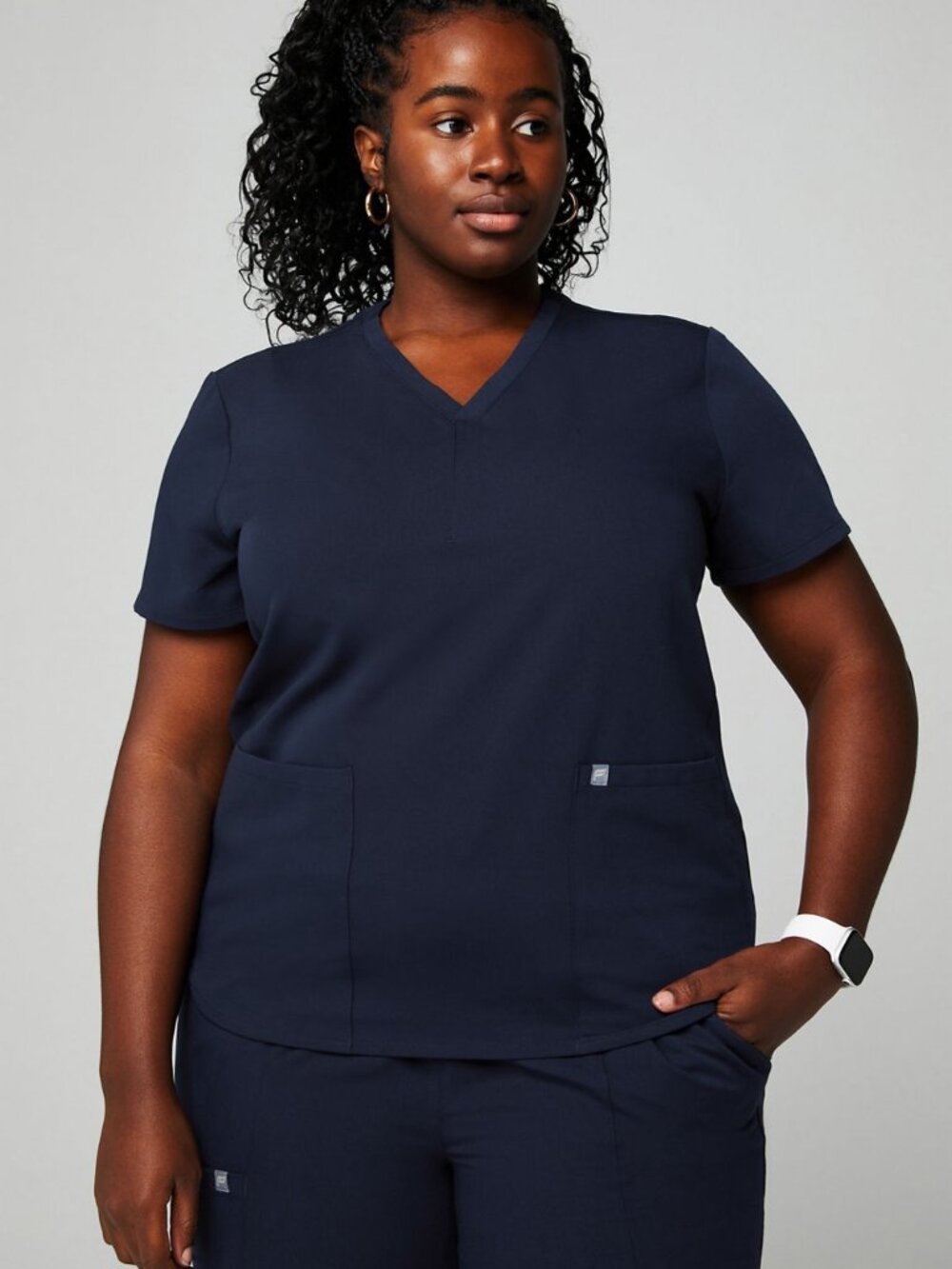 Fabletics Women's Navy Method 2-Pocket Scrub Top